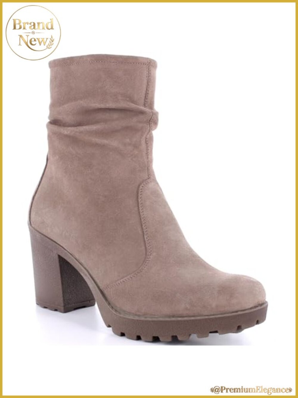 Suede Slouchy Ankle Boots Made in Italy Block Heel Lug Sole Booties